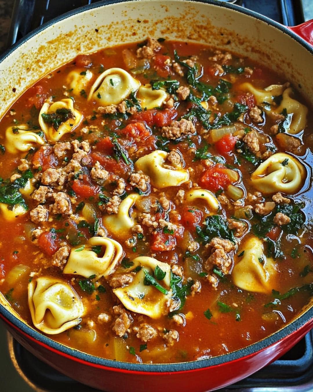 Italian Sausage, Kale and Tortellini Soup