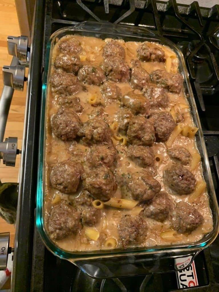 Swedish Meatball Pasta Bake