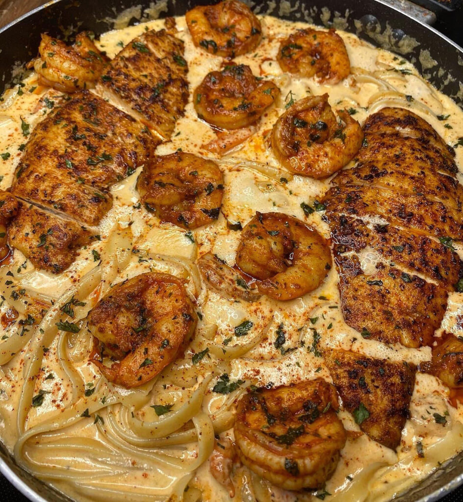 Cajun Chicken and Shrimp Alfredo Recipe