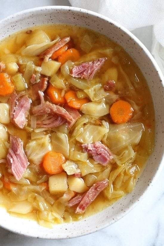 Leftover Ham Bone Soup with Potatoes and Cabbage