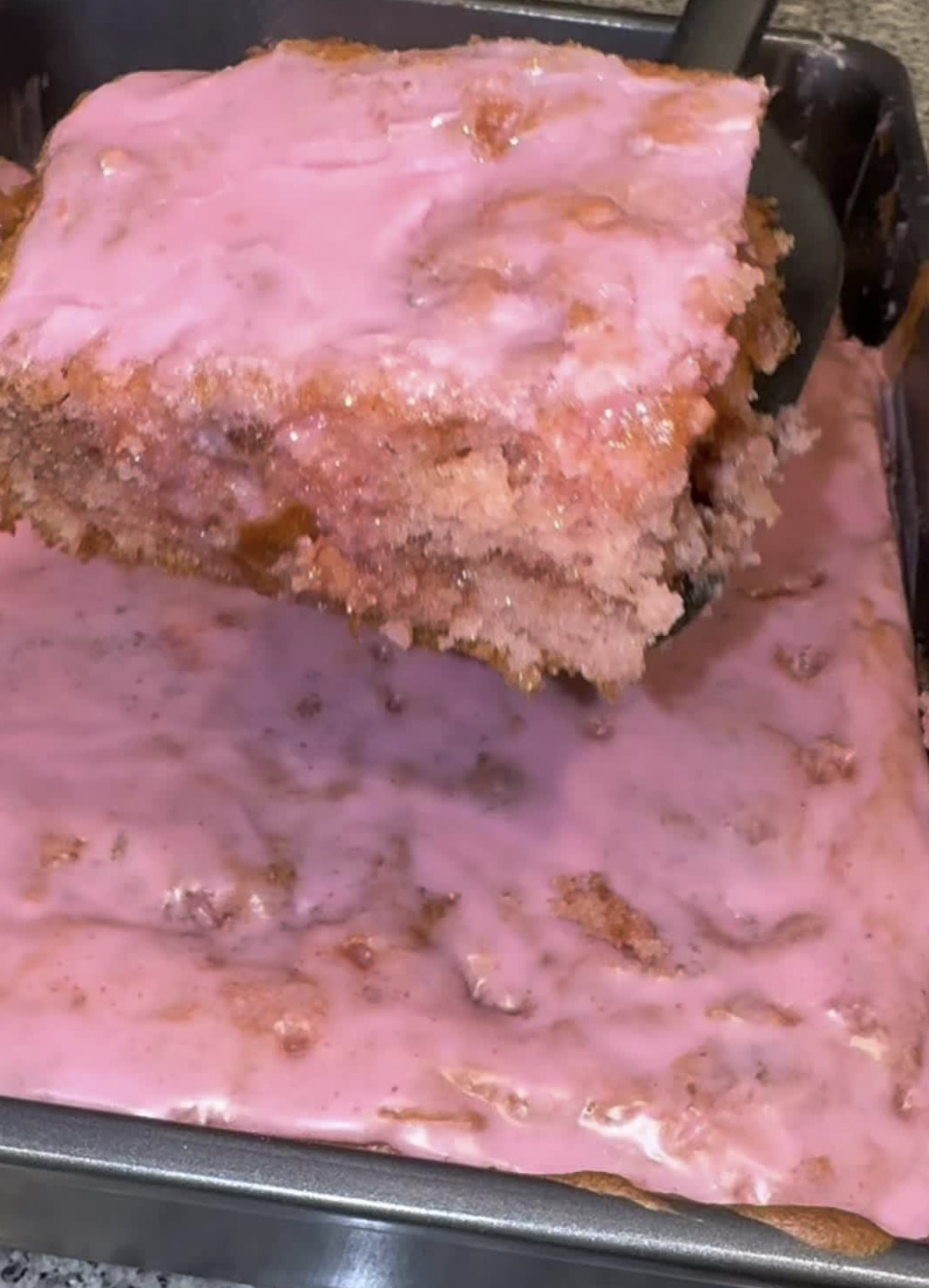 Strawberry Honeybun Cake with Strawberry Cream Cheese Icing 